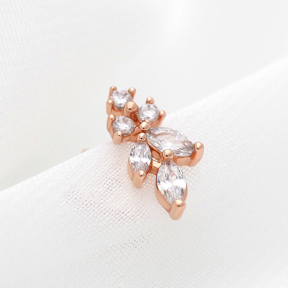 Shavi Point Piercing Cubic Rose Gold 14K Gold Needle