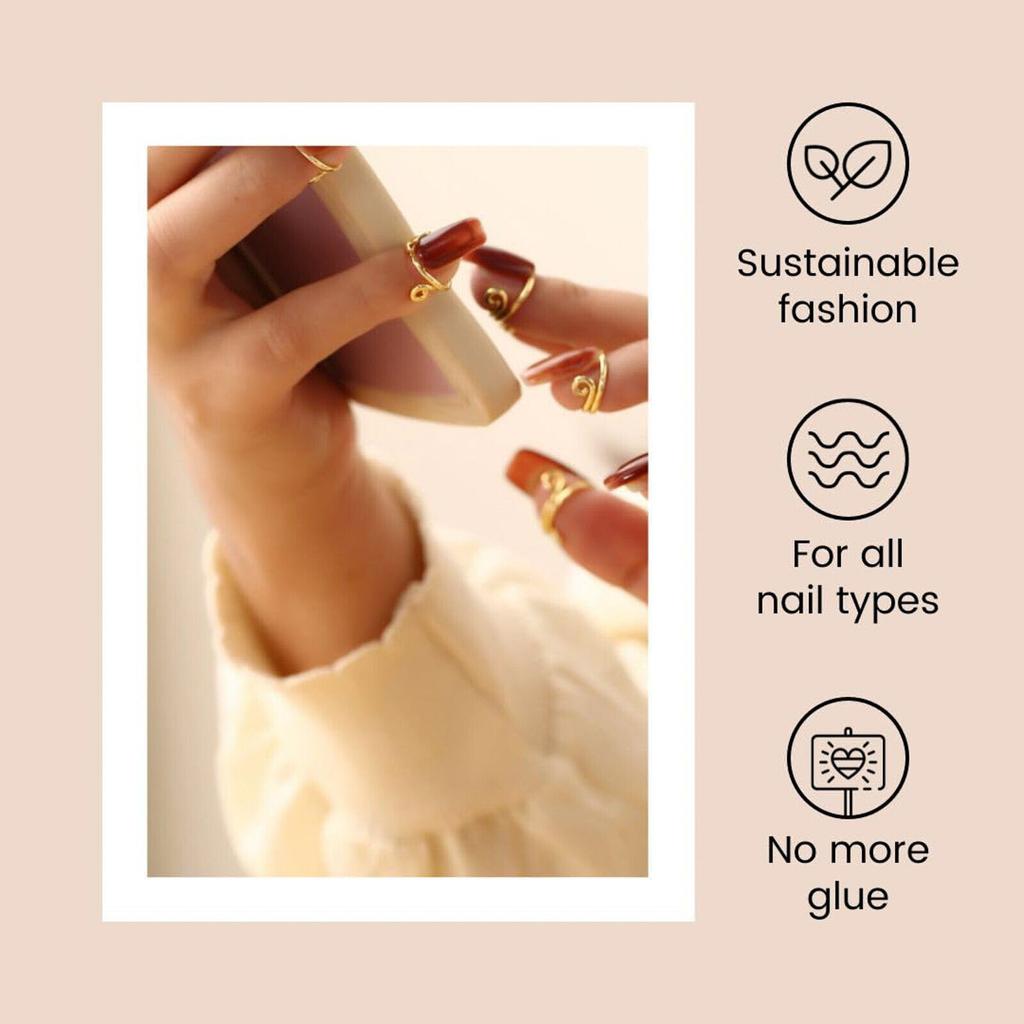 Wudu Nail Rings Non Tarnish 10PCS Adjustable No Glue No Women Gift Ring Set For