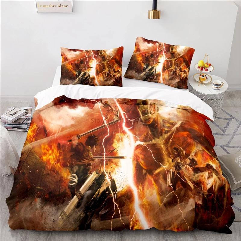 Japan Attack On Titan 3d Duvet Cover Sets Printed Bedding Set Pillowcase Twin Full Queen King Size Linen Bedclothes Dropshipping