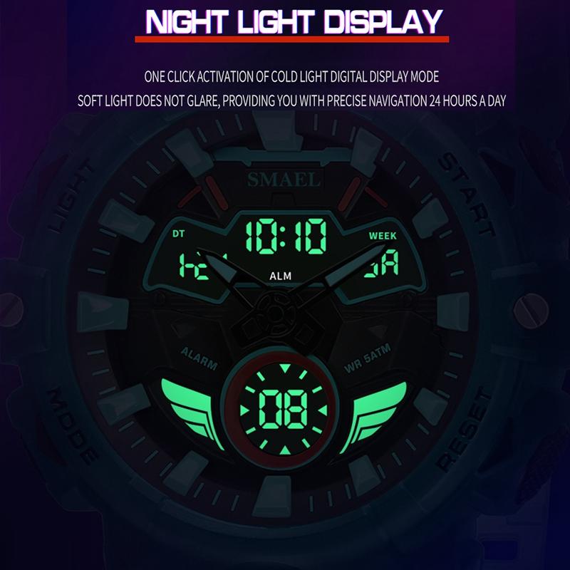 Спортивные часы SMAEL, оригинальные наручные часы, дропшиппинг, водонепроницаемые часы 50 м, 8085, кварцевые часы с будильником