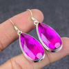 Розовый рубиллит драгоценный камень ручной работы 925 стерлинговое серебро ювелирное изделие серьга 1,97" d3G74