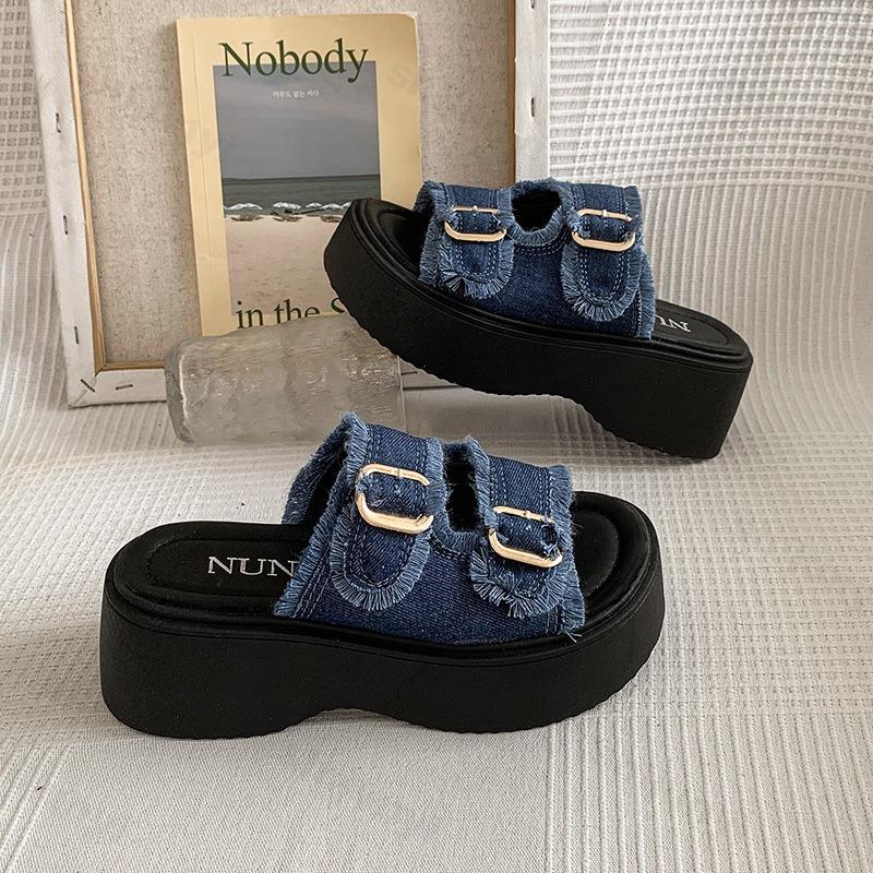 Модные летние женские шлепанцы, балетки на платформе с пряжкой, ковбойские, новая тенденция, сандалии 2025, дизайнерские, с ремешком на пятке, повседневные, женские шлепанцы, сандалии