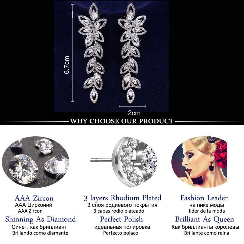 Роскошные женские серьги-капли с цветочным листом и цирконием, длинные серьги для свадебной вечеринки в Дубае, ювелирные изделия в подарок