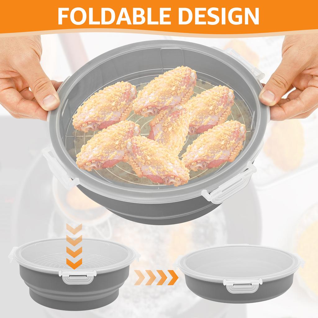 Foldable Batter Bowl Silicone Breading Shaker Bowl with Lid Breadcrumb Mixing Bowl Breading Shaker Container for Cooking Camping