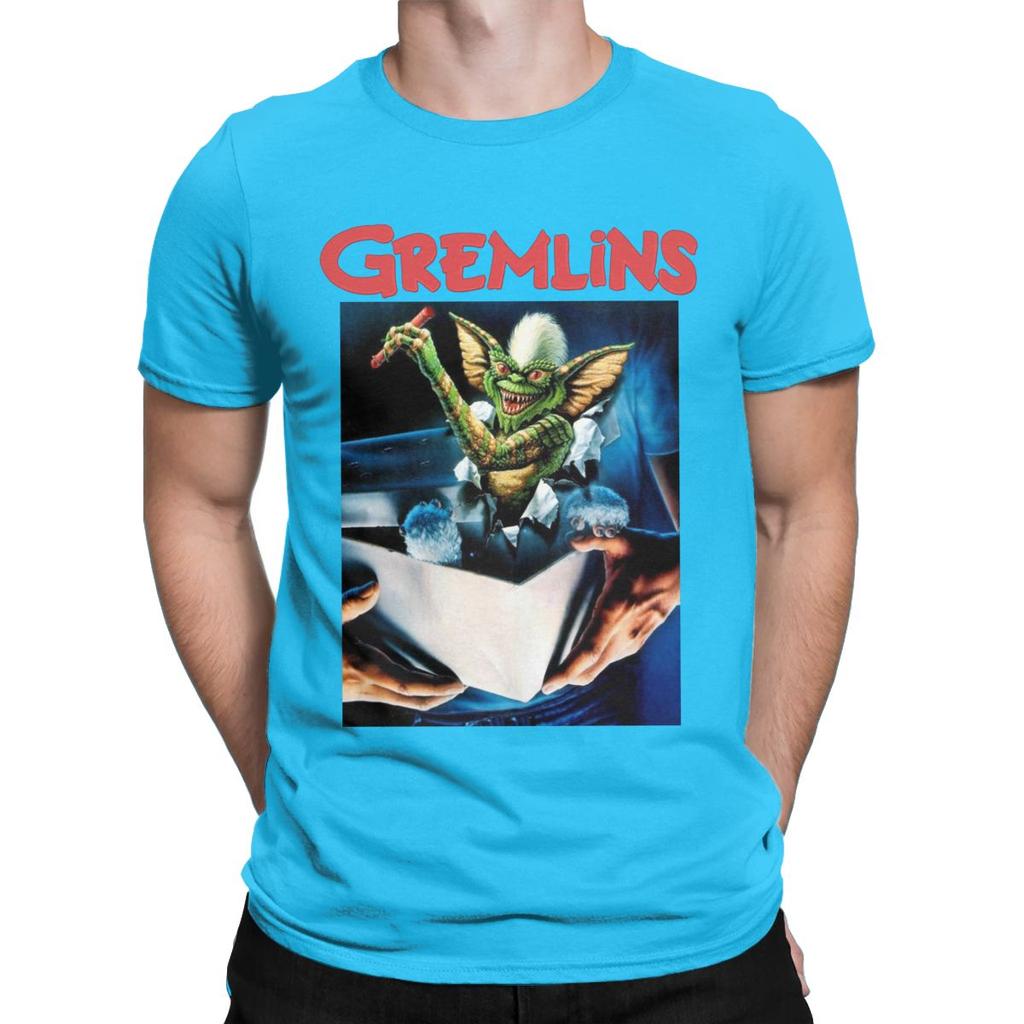 Gremlins Men S T Shirts Gizmo Monster Gremlin 80S Horror Christmas Movie Awesome Tees Round Neck