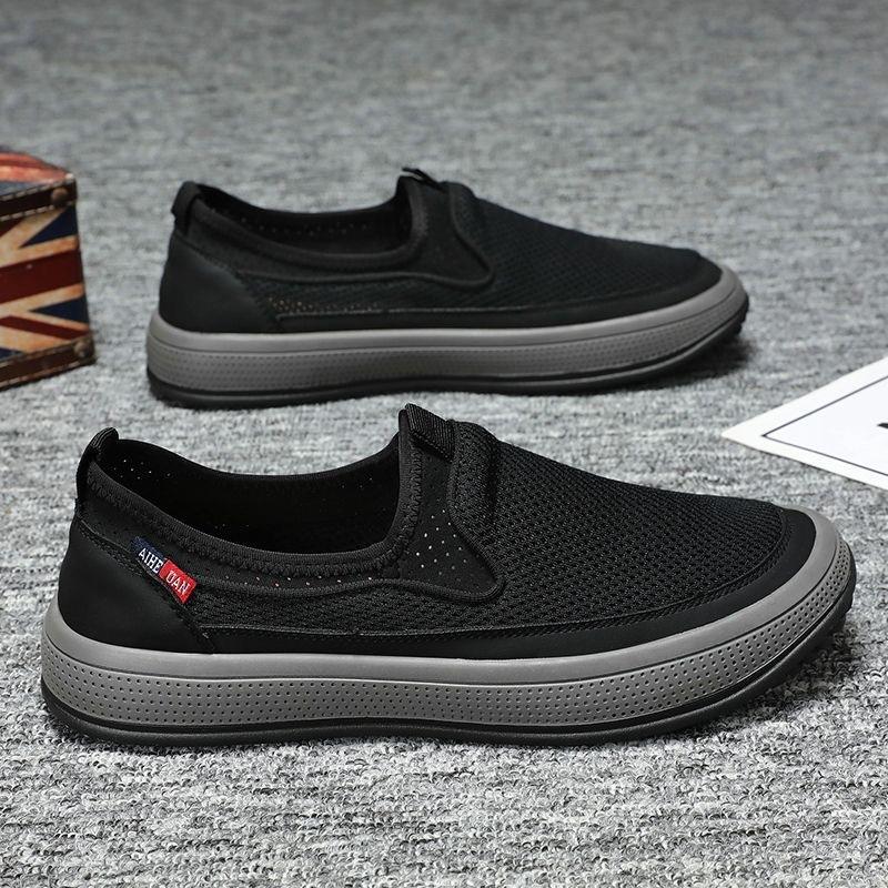 2025 Men's Shoes Breathable Old Beijing One-pedal Lazy Dad Shoes Work Shoes Mesh Casual Shoes Single Shoes Lightweight