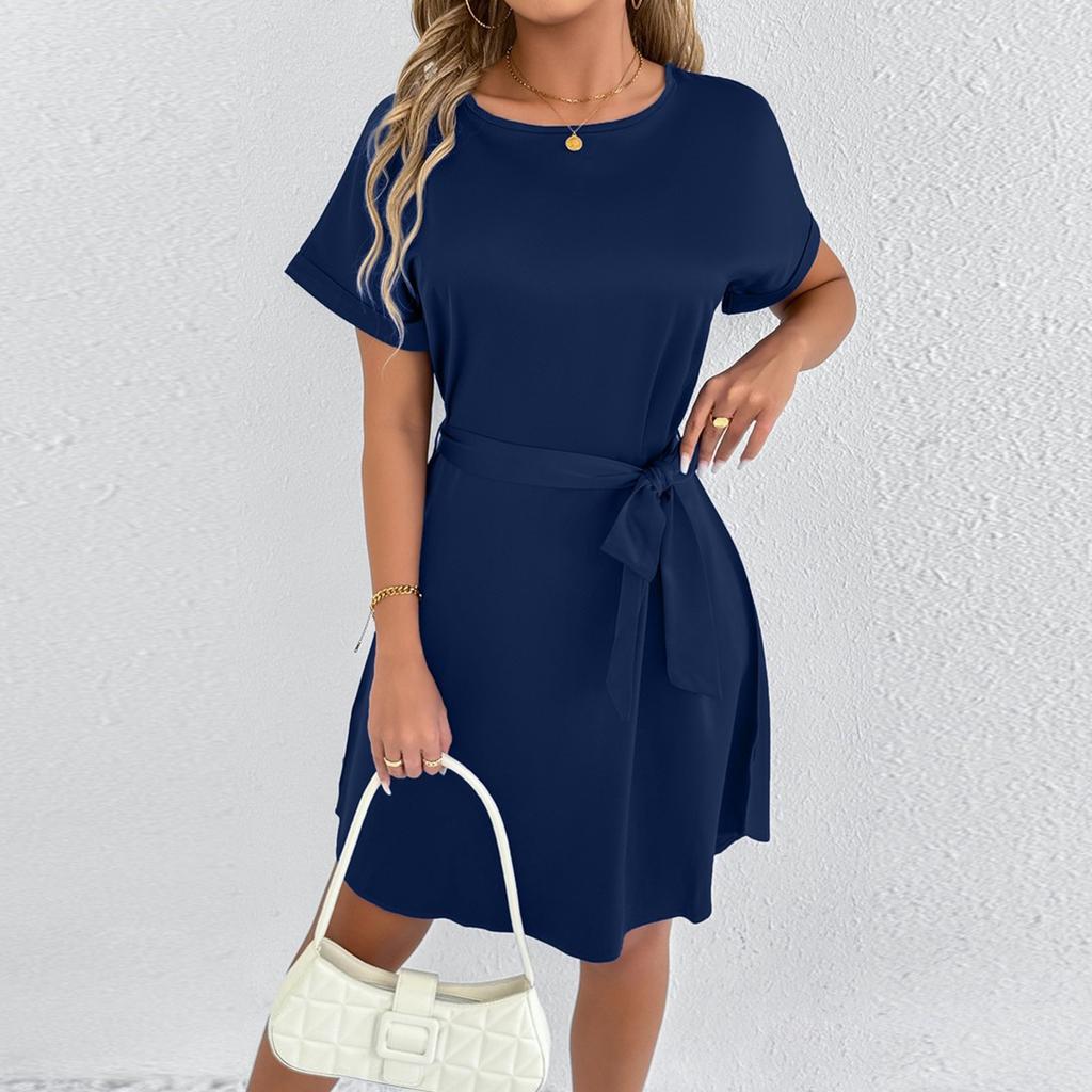 Short Sleeve Boho Dress For Women Casual Loose Fit Summer Sundress Floral Print Dress With Pockets