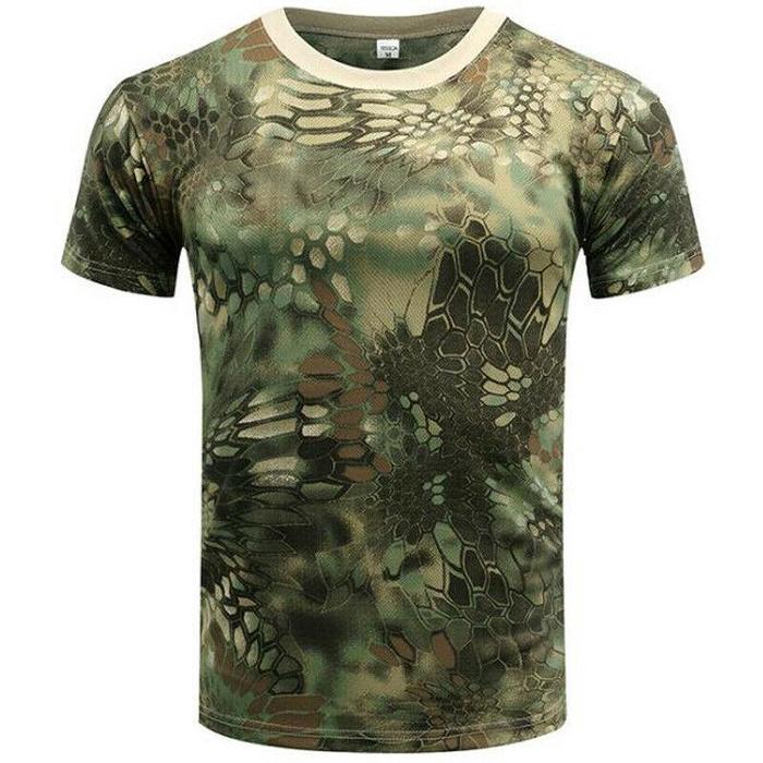 Mens Military Tactical Camouflage Camo T-Shirt Army Combat Summer Muscle Tee Top
