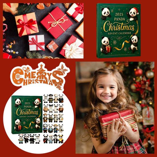 Panda Christmas Advent Calendar 2025 24 Days Countdown Box Unique Panda Figurines Festive Decor for Tree & Animal Lovers