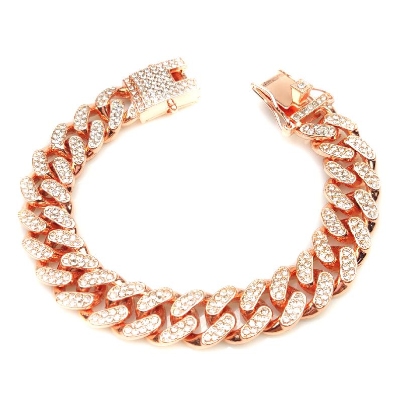Hip Hop Shiny Cuban Link Chain Bracelets Women Men Rhinestone Chain Bracelets Punk Wristband Jewelry Gift
