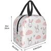 Милый кролик на розовой сетке, сумка для ланча, дорожная коробка, рабочий бенто-холодильник, многоразовая сумка для пикника, изолированные контейнеры, сумки для ланча