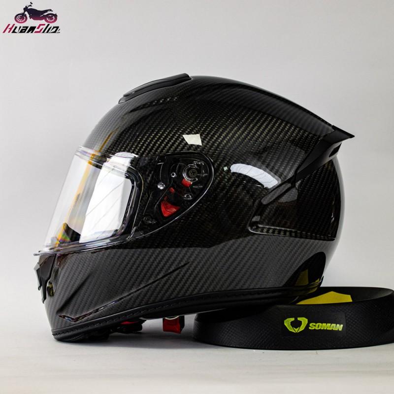 Carbon Fiber 12K Full Face Motorcycle Helmet Men Scooter Racing Street Use DOT ECE Certified