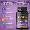 High-content biotin complex capsules, 25000mcg biotin, collagen, keratin, suitable for both men and women.
