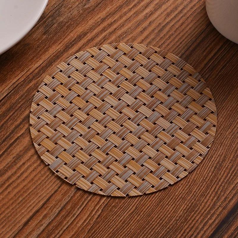 1 шт. ПВХ тканые подставки под стаканы для ресторанов изоляционная подкладка для воды теплоизоляция нескользящий коврик для стола