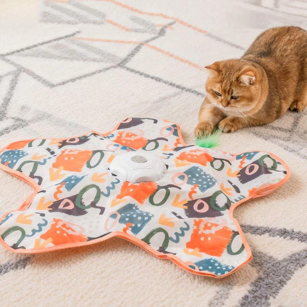 Auto-Rotating Disc Cat Hide and Seek Toy Motion Sensing Automatic Cat Teaser  Pet Play