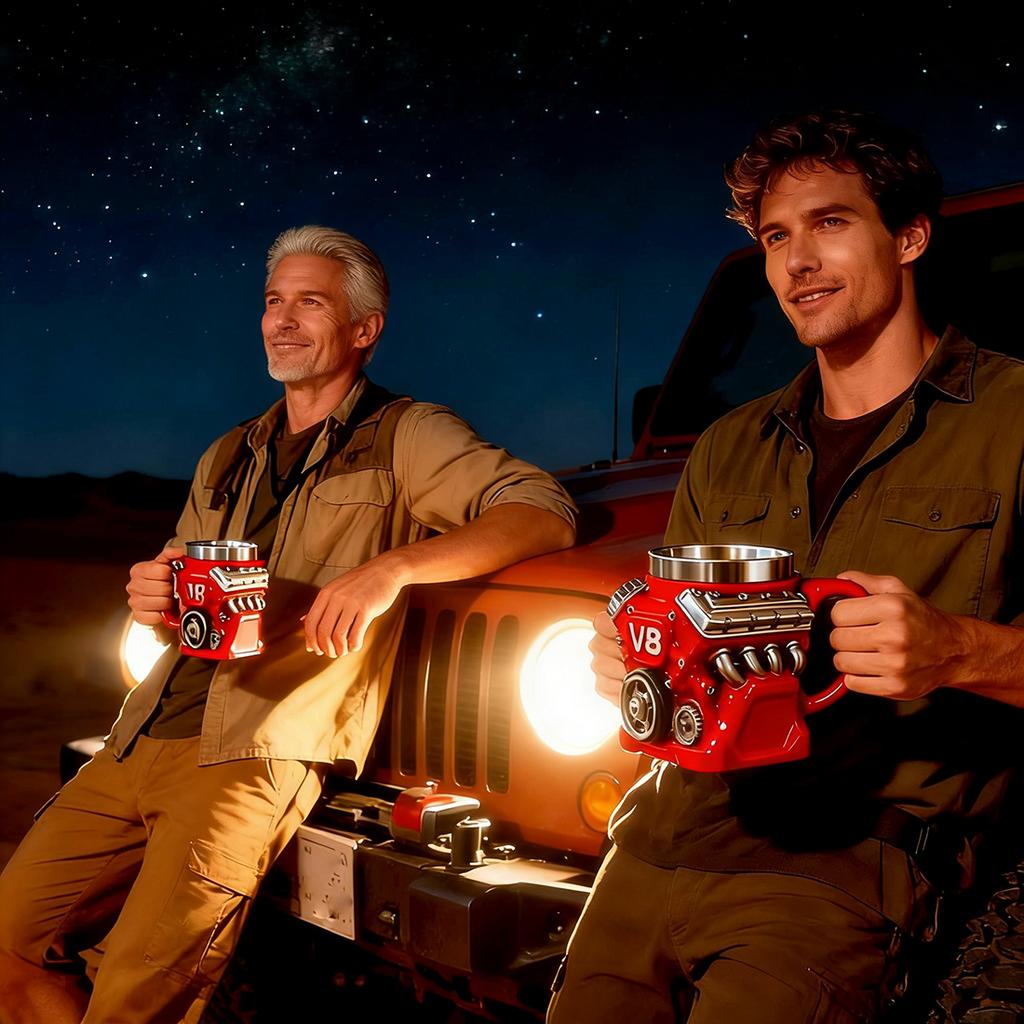 Кружка для кофе с двигателем V8, Ретро-кружка для кофе с двигателем V6, Персонализированная кружка-термос из нержавеющей стали, Подарки на Рождество и Новый год для мужчин