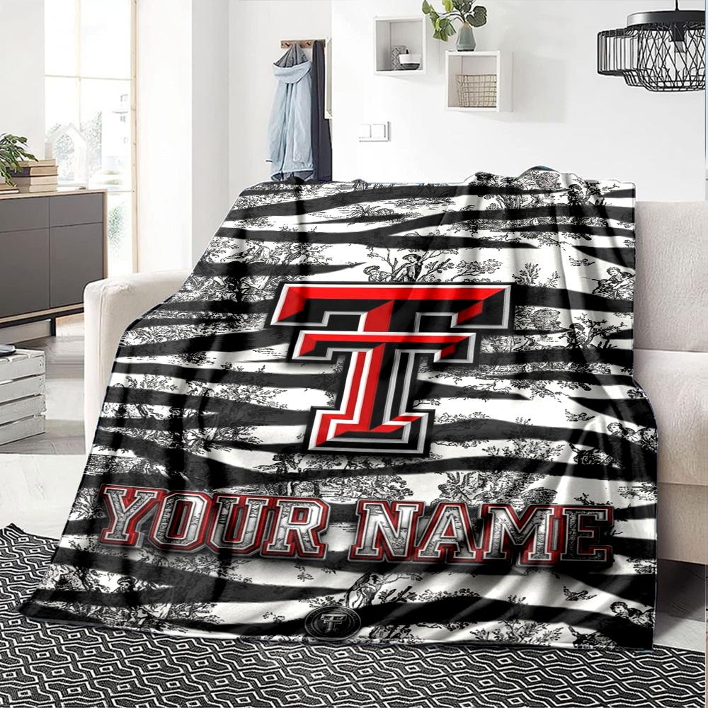 Name Custom Texas tech Print Flannel Blanket High Quality Warm Comfortable Cover for All Seasons Perfect for Gifts Home Decor