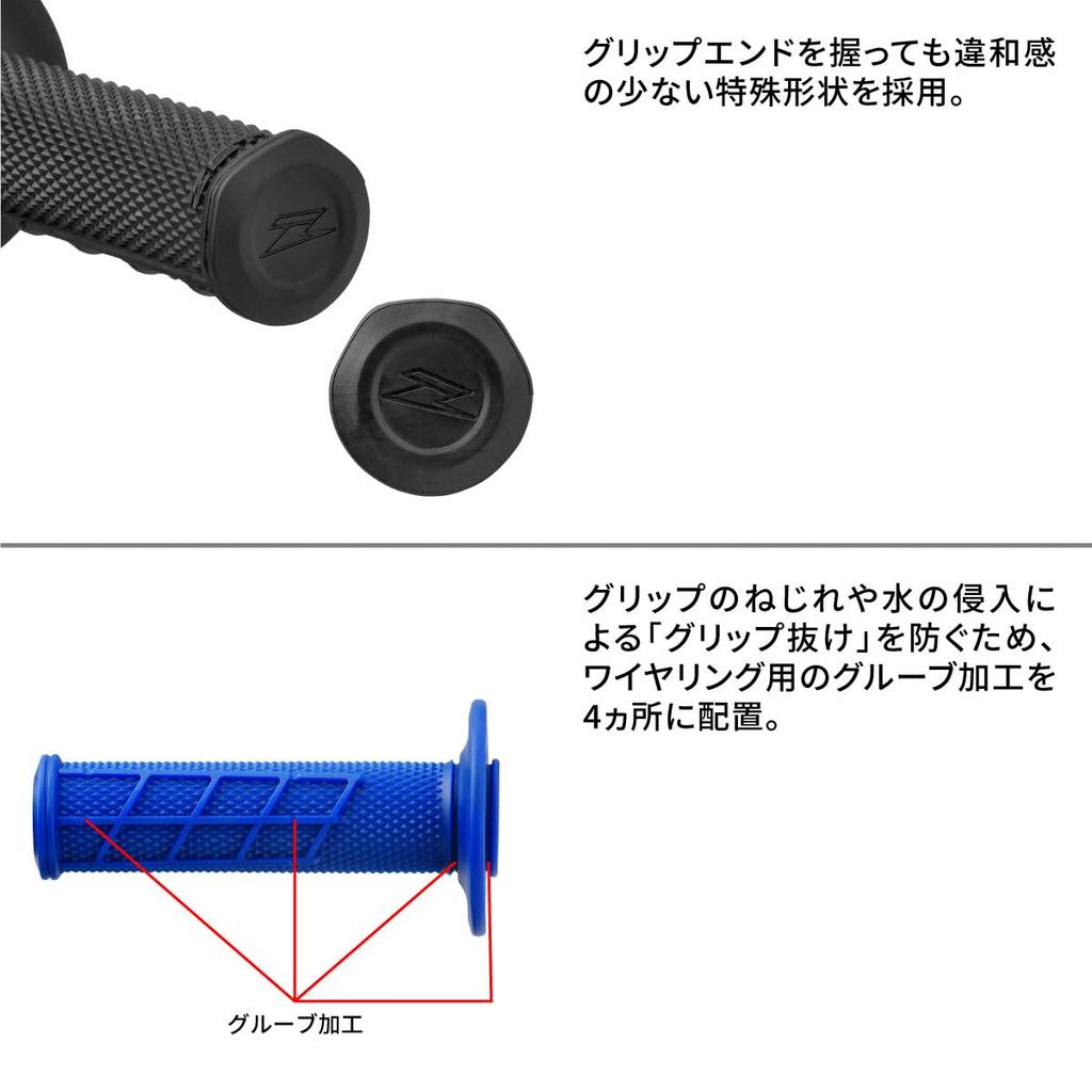 ZETA Racing ZE47-4006 Dirt Grip, Closed End, Blue, Off-Road Bike, Handle Diameter 0.9 inches