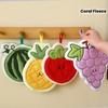 1PCS Fruit Hand Towel Hanging Cartoon Small Towel Coral Fleece Thickened Absorbent Lint-free Wiping Cloth