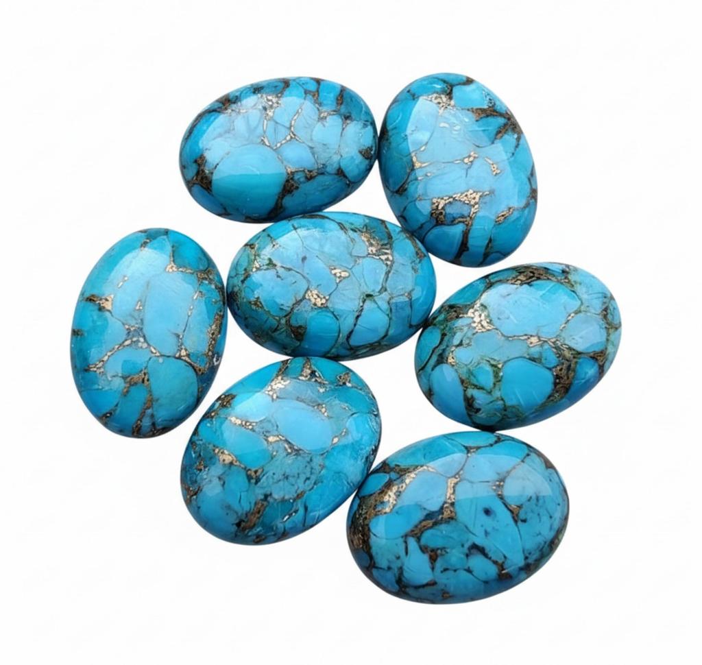 Овальные кабошоны из медной бирюзы с плоской задней стороной для изготовления ювелирных изделий - Камни из голубой бирюзы