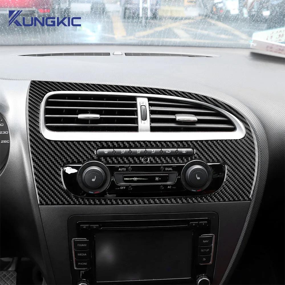 Carbon Fiber Dashboard Panel Sticker for Seat Leon 2005-2012 LHD RHD Air Conditioning Vent Trim