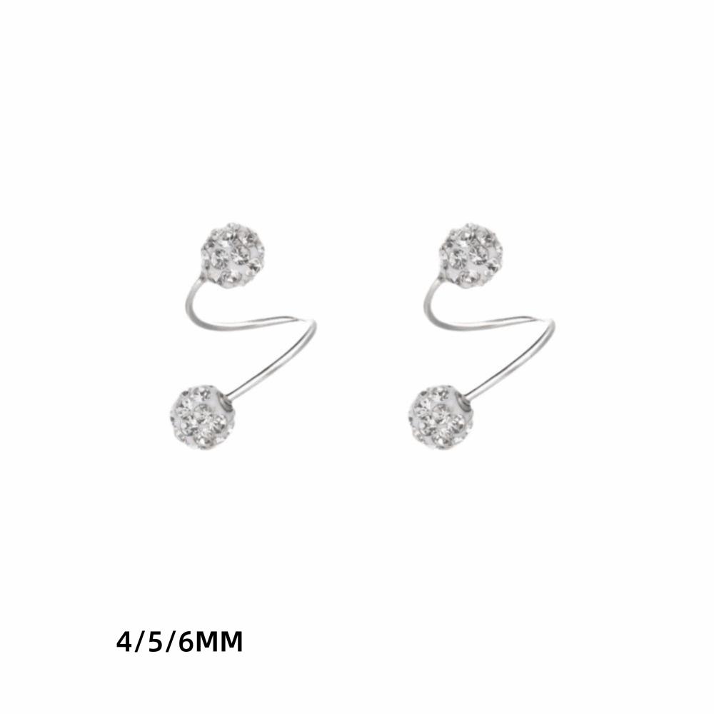 1 Pair Spiral Piercings Stud Earrings Double-ended Luxury Earrings Rhinestone Earrings Women
