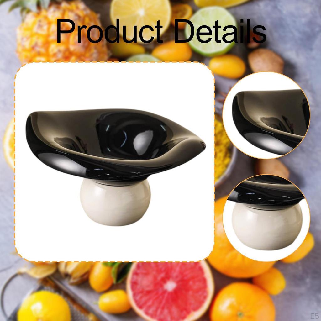 Ceramic Pedestal Fruit Bowl, Snacks Storage Tray, Salad Plate, Appetizer Serving Dish for Desktop