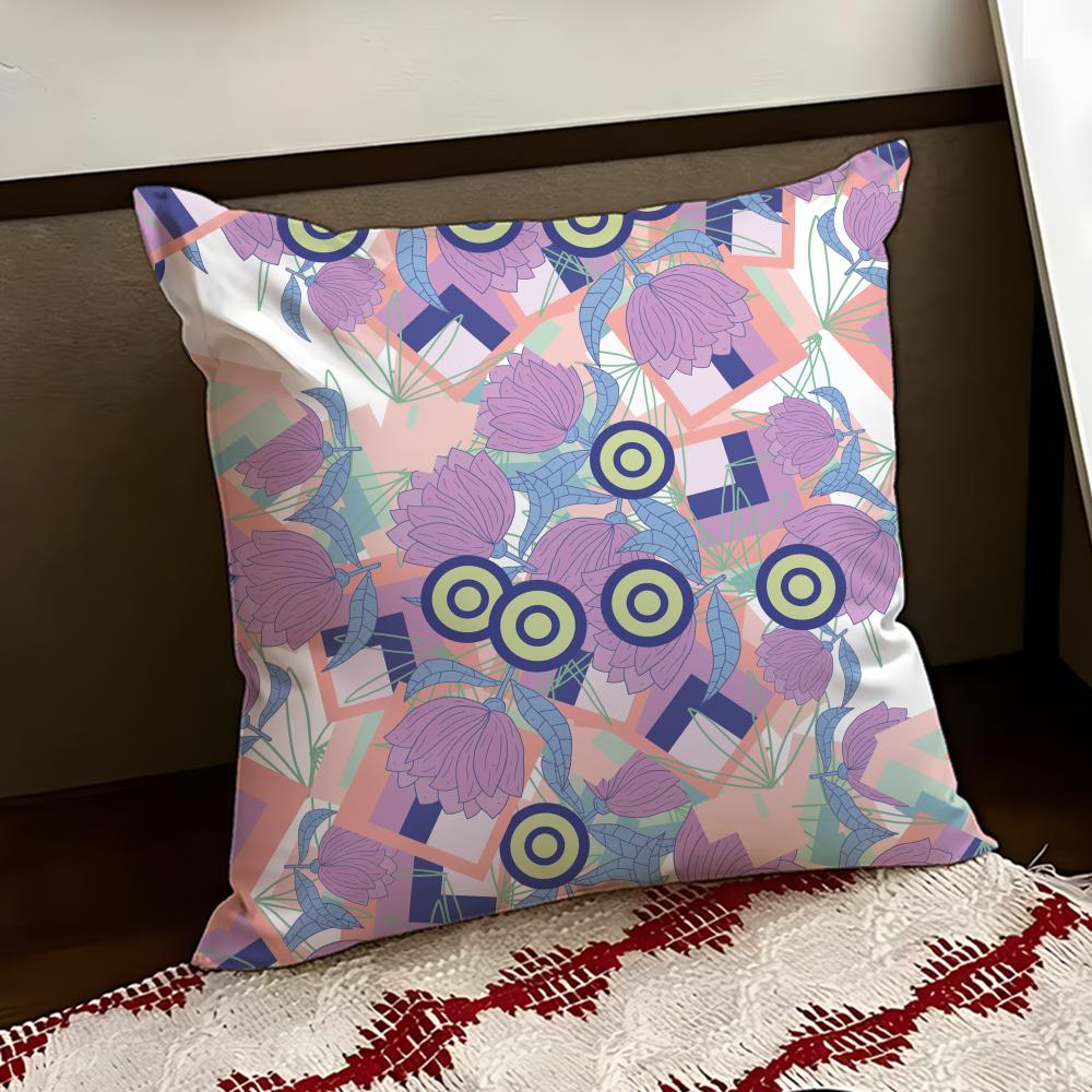 Colorful Patchwork Pattern Cushion Cover Reversible Soft Durable Pillow Cover Home Car MultiScene Use for Daily Comfort