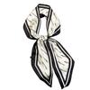 Silk Scarf: Long, Narrow, High-End Print for Spring and Summer - Versatile As Shirt Ribbon, Belt, or Hair Tie.