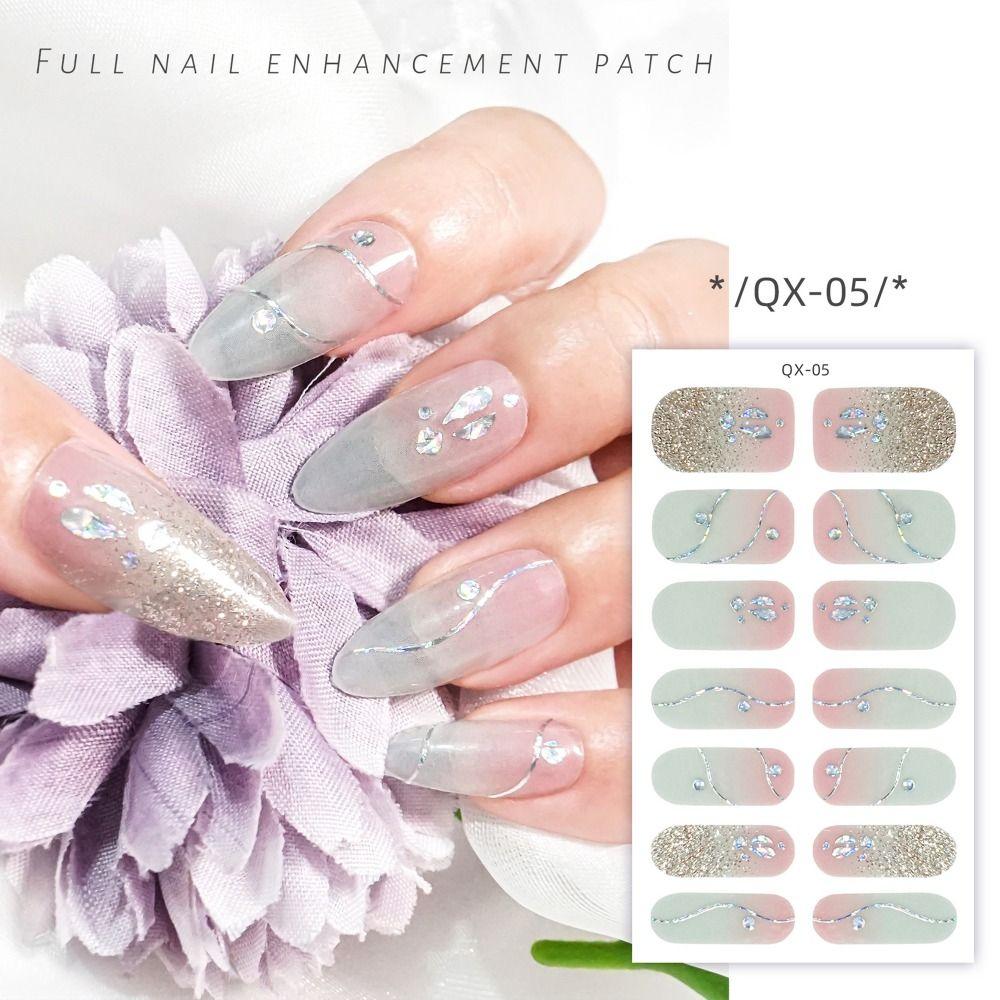 14 полосок, французская масляная пленка, наклейка для ногтей, блестящий гель, обертывания для ногтей, DIY дизайн ногтей