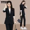 Женский костюм на весну и осень, модный деловой костюм в женском стиле, комплект из двух предметов, однотонный комплект