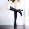Pointed suede elastic thin boots Season women's high-heeled boots Skinny knee high boots but