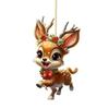 Christmas Elk Ornament Flat Acrylic Hanging Decoration Cartoon Deer Festive Pendant for Christmas Tree Car Interior Rearview Mirror Decor