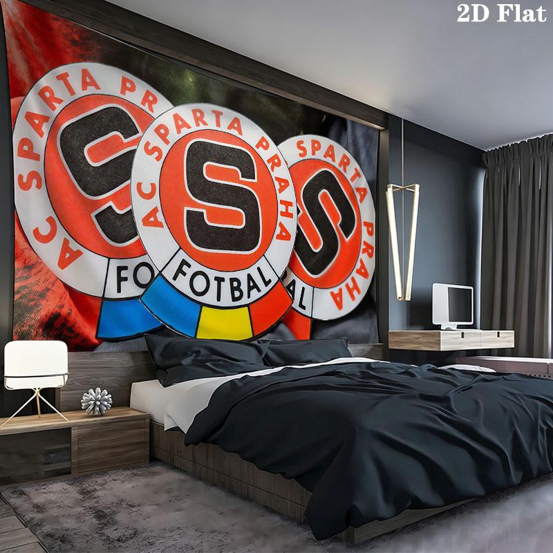 Sparta Prague Wall tapestry, aesthetic printed fabric blanket, suitable for bedroom, living room, and home decor.