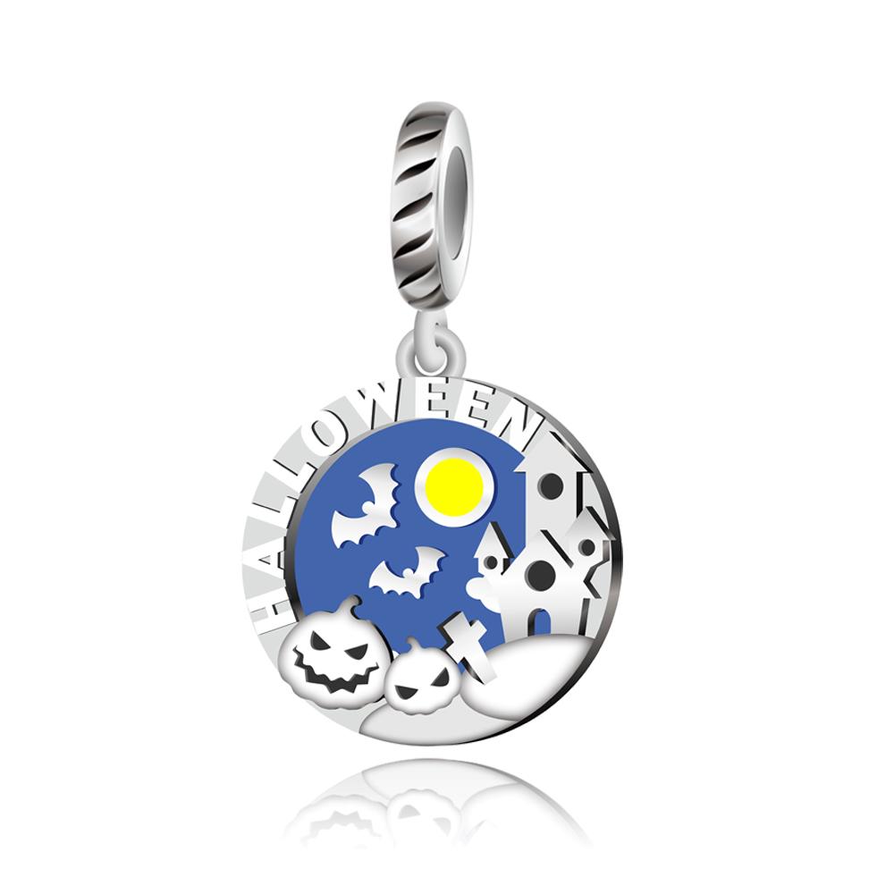 Halloween Copper Witch & Pumpkin Dangle Charm Fit Original Bracelet Mummy Skeleton Charm For Halloween Jewelry Gift