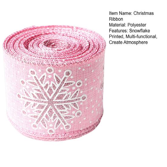 Рождественская лента из тонкого льна с принтом снежинок, многофункциональная тканая лента для создания атмосферы, украшения для рукоделия