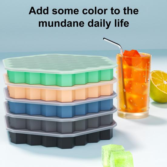 Силиконовые формы для льда с крышкой 37 ячеек Сотовые формы для льда для виски коктейлей Многоразовый ледогенератор Семейная вечеринка Барные принадлежности