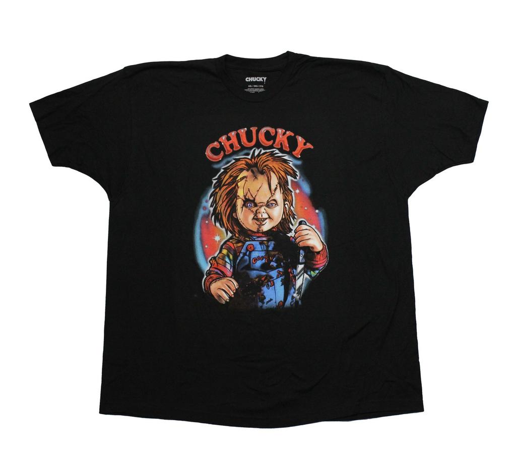Chucky Child's Play New Adult T-Shirt - Colorful Airbrush Image of Chucky