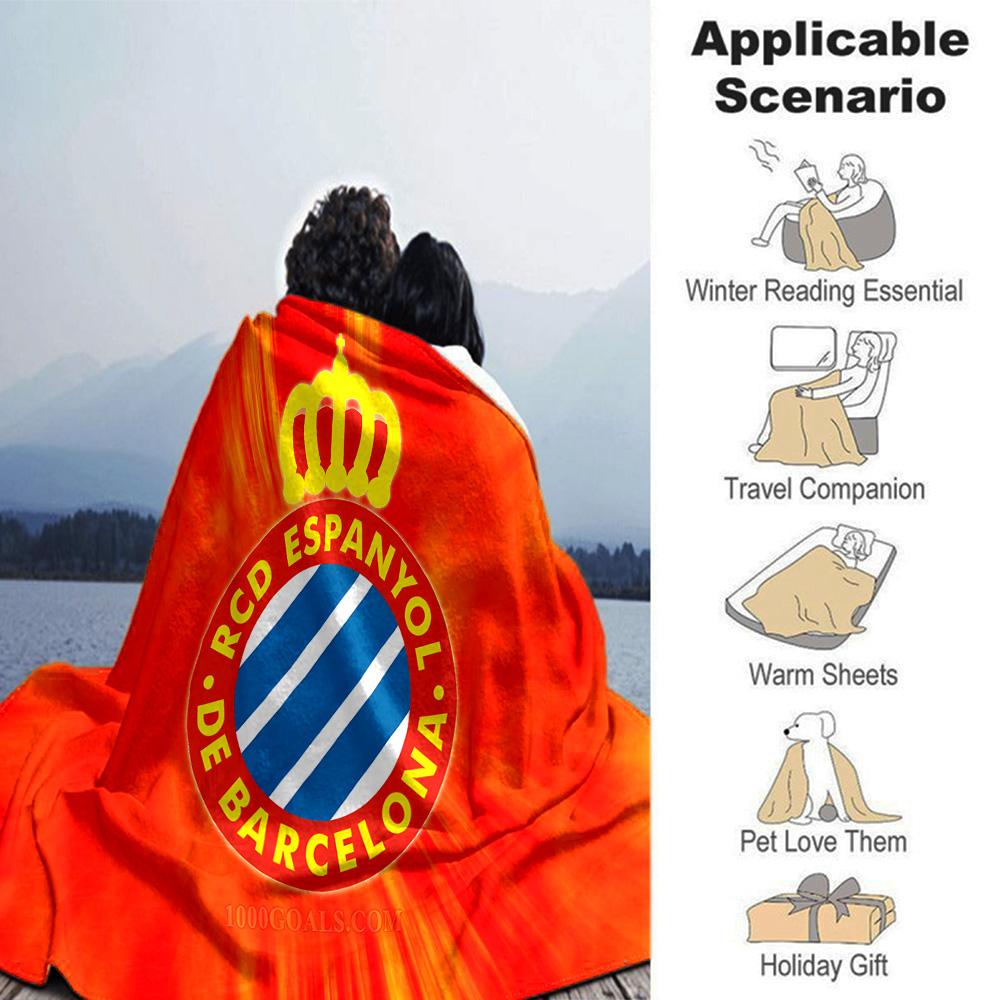 Espanyol Stadium Flannel Blanket, Soft Polyester, Modern Design, All-Season for Camping, Travel, Gifts for holidays or birthdays