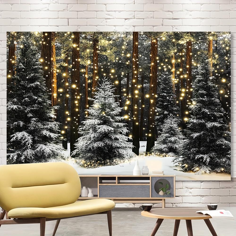 Рождественские елки Зимний снежный пейзаж Декоративный фон Зимний фотофон Украшения для фотостудии Фотобудка Рождественская вечеринка