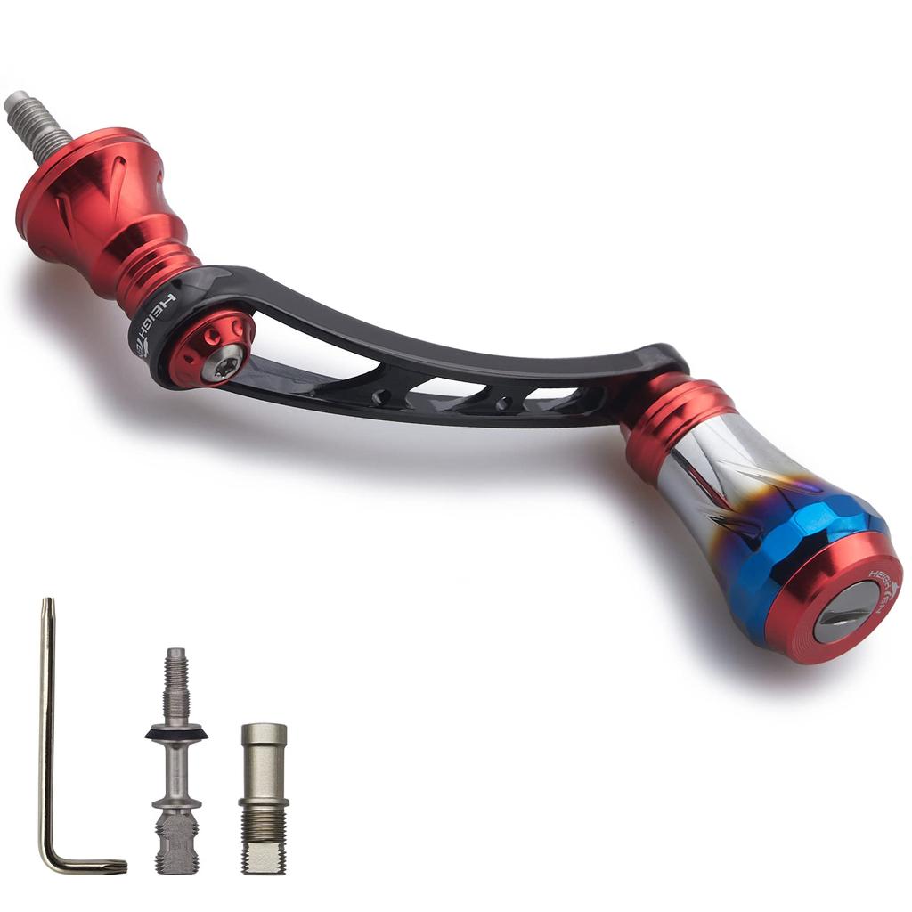 HEIGHTEN 56mm Reel Handle with 20mm Knob for Shimano and Daiwa Spinning Reels, Aurora Series (Red & Black) (417)
