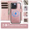 Чехол-кошелек 2-в-1 с магнитным отсоединением для iPhone 16/16 Pro/16 Pro Max/16 Plus/16e - ПУ кожа, Слоты для карт, Зарядка MagSafe, Защита 360°