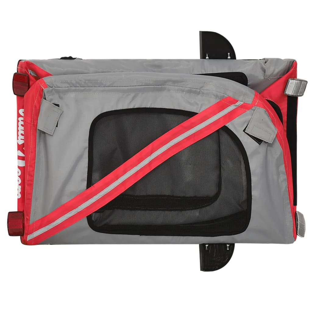 Bicycle Trailer for Dogs Red and Grey Oxford Fabric and Iron