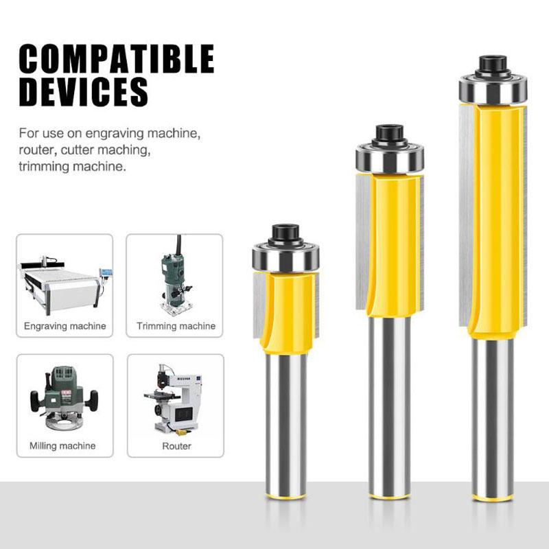 8mm Shank Lengthened Trimming Cutter Belt Bearing Straight Cutter Trimming Router Bit Slotting Burr Cutter Head Trimming Cutter