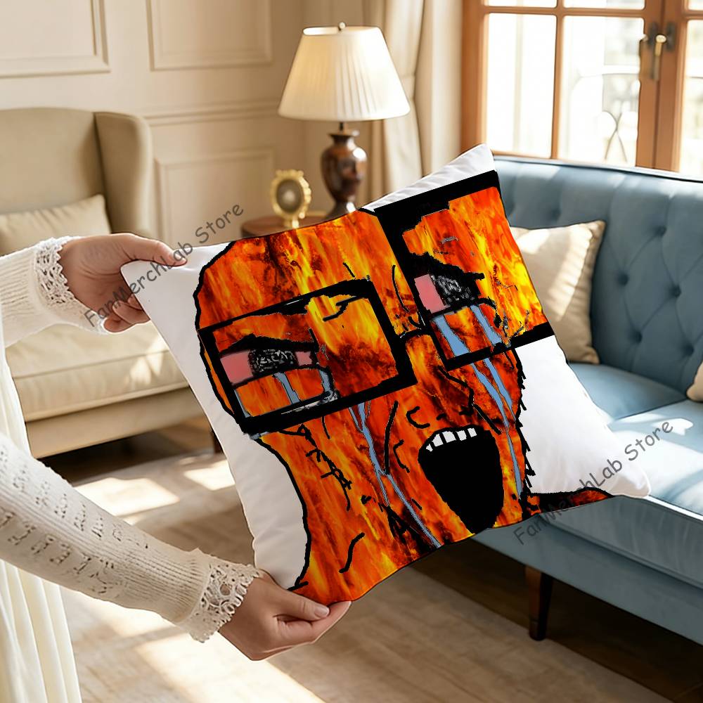 Creative Funny Wojak Meme Pillow Case For Sofa Decor Car Office Room Printing Cushion Cover Decorations and Protector