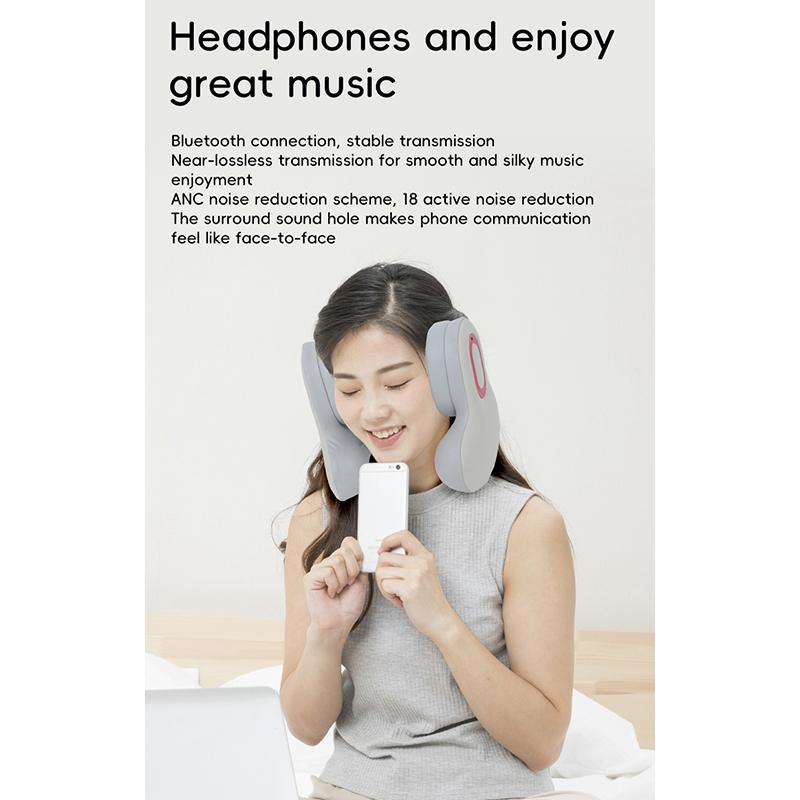 Travel Pillow U-shaped Neck Pillow Music Noise Reduction Active Noise Reduction Red Light Hot Compress Vibration Massage