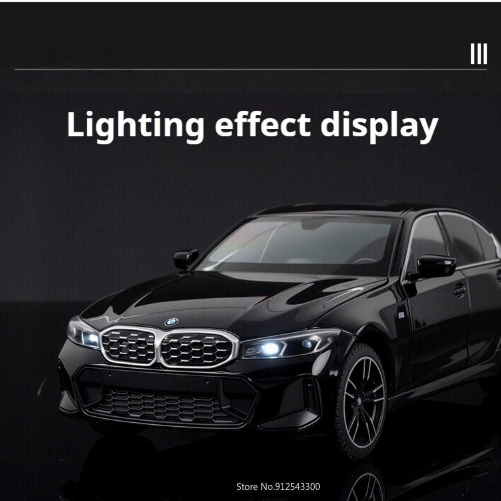 Scale 1:24 325li M3 Model Car Toy Doors Opened Pull Back Miniature Models Sound Light Front Wheel Steer Cars Desktop Decoration