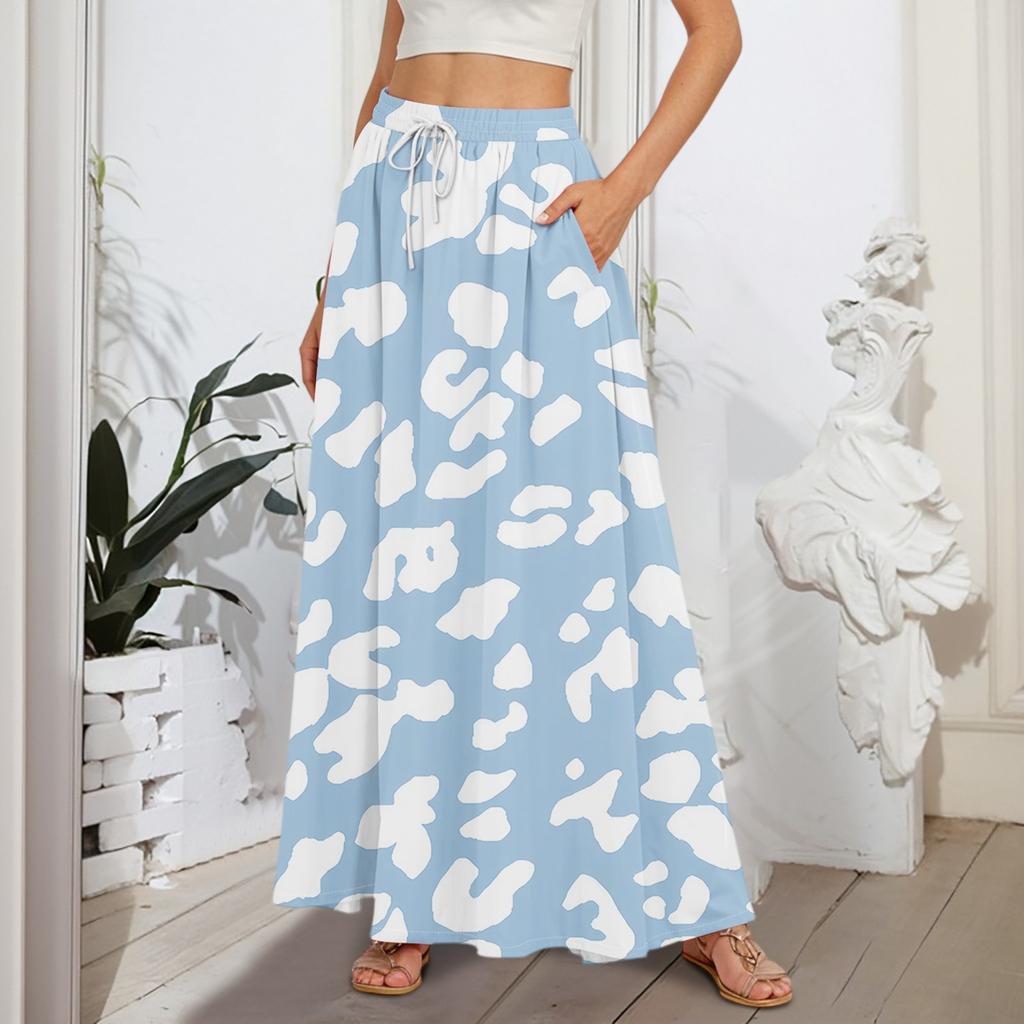 Женские струящиеся расклешенные юбки-макси с оборками и эластичным поясом, элегантные многослойные длинные юбки в стиле бохо