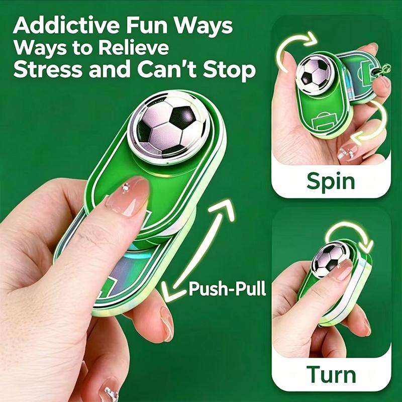 Football Themed Iridescent Plating Rotatable Fidget Slider Keychain Soccer Decompression Toy for Small Surprise Gift Use