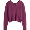 Minimalist Embroidered Asymmetrical V-Neck Sweater Women Sweater Bronze-Purple J222847VAC